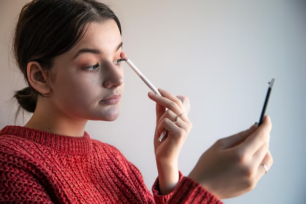 Woman applying eyeshadow